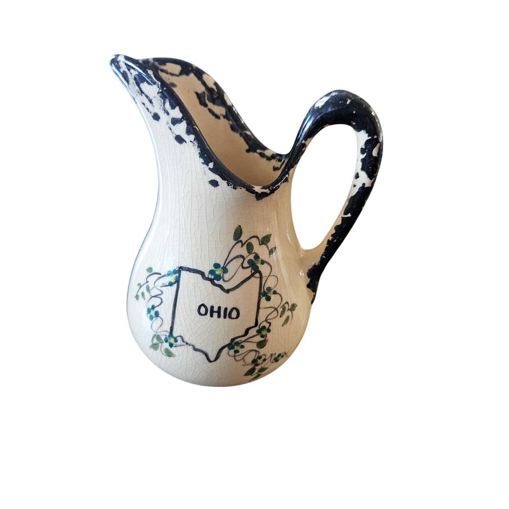 VINTAGE Alpine Pottery Pitcher Ohio State with vines